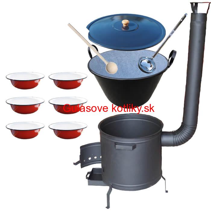 Smaltovaný kotol 70 L + smaltované taniere 6 ks PLUS 600