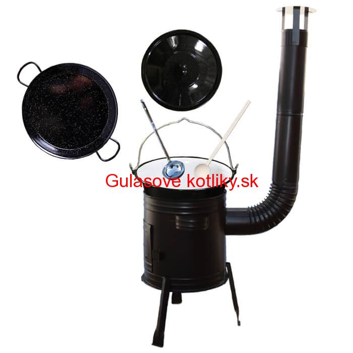 Paella smaltovaná panvica 34 cm so smaltovaným kotlíkom 8 L (1,2 mm) a kotlinou