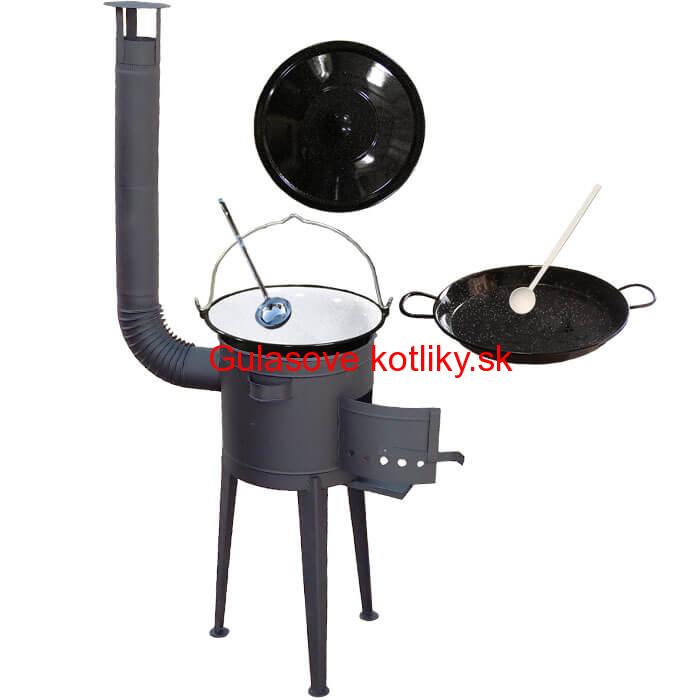 Smaltovaný kotlík 20 L (1,2 mm) + Paella smaltovaná panvica 46 cm  + žiaruvzdorná vysoká kotlina 42 PLUS 600