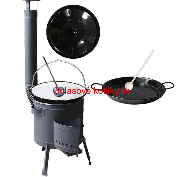 Smaltovaný kotlík 16 L + Paella smaltovaná panvica 42 cm + žiaruvzdorná nízka kotlina 39 PLUS 600
