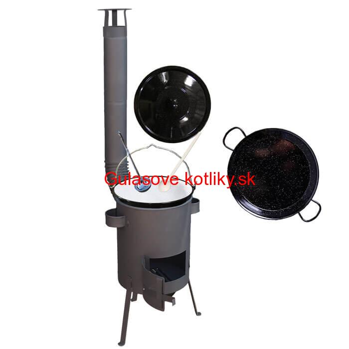 Smaltovaný kotlík 16 L + Paella smaltovaná panvica 42 cm + žiaruvzdorná kotlina 39 PLUS 600 4 MM