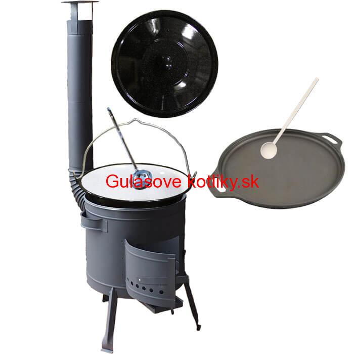Smaltovaný kotlík 20 L (1,2 mm) + Liatinová panvica 43 cm + žiaruvzdorná kotlina 42 PLUS 600