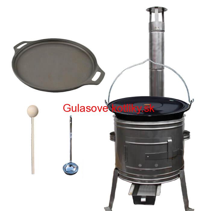 Smaltovaný kotlík 20 L + Liatinová panvica 43 cm + nerezová kotlina 42 cm TOPLUX