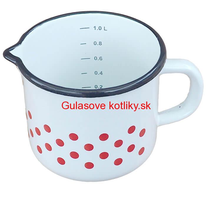 Smaltovaný hrnček s výlevkou 1 L - bodkovaný