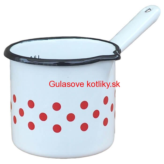 Smaltovaný hrnček s rúčkou 0,6 L - bodkovaný