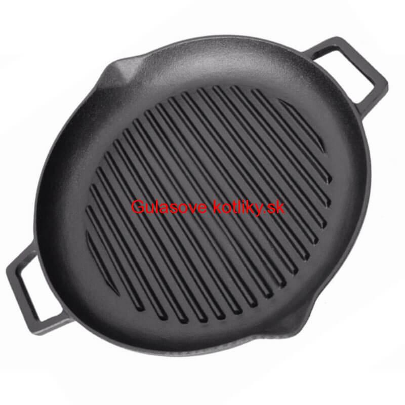 Liatinová panvica na grilovanie 31 cm s výlevkami BBQ