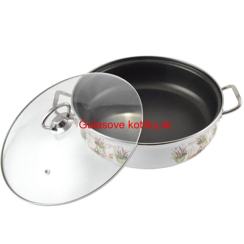 Smaltovaná rajnica s pokrievkou 30 cm LEVANDUĽA