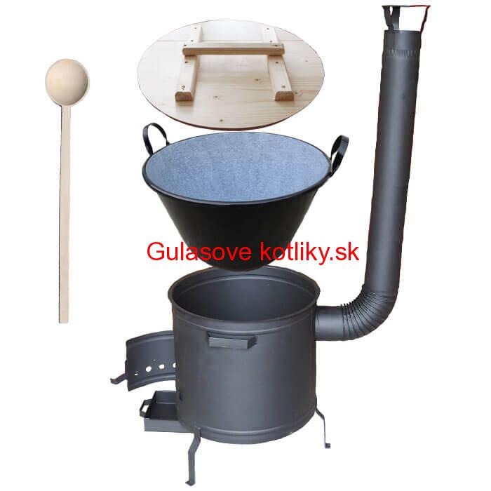 Smaltovaný kotol 100 L na zabíjačku s žiaruvzdornou kotlinou 60 cm PLUS 600 + vareška