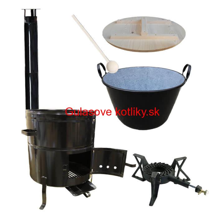 Zabíjačkový smaltovaný kotol 100 L, kovová kotlina 60 cm, horák 7 kW + vareška