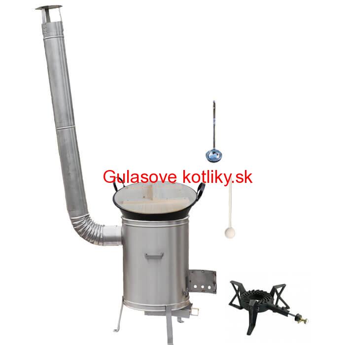 Zabíjačkový smaltovaný kotol 100 L + nerezová kotlina 60 cm + horák 7 kW + vareška a naberačka