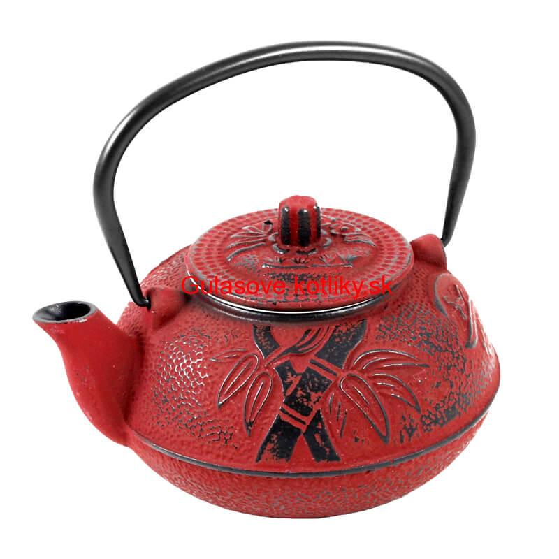 Liatinový čajník 600 ml červený