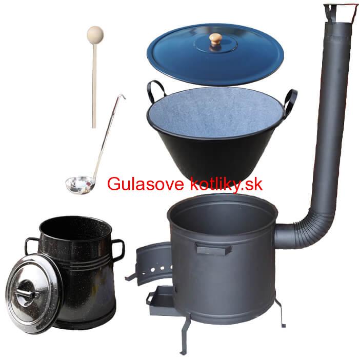 Smaltovaný kotol 60 L + žiaruvzdorná kotlina 53 cm PLUS 600 + Nádoba na masť 10 L