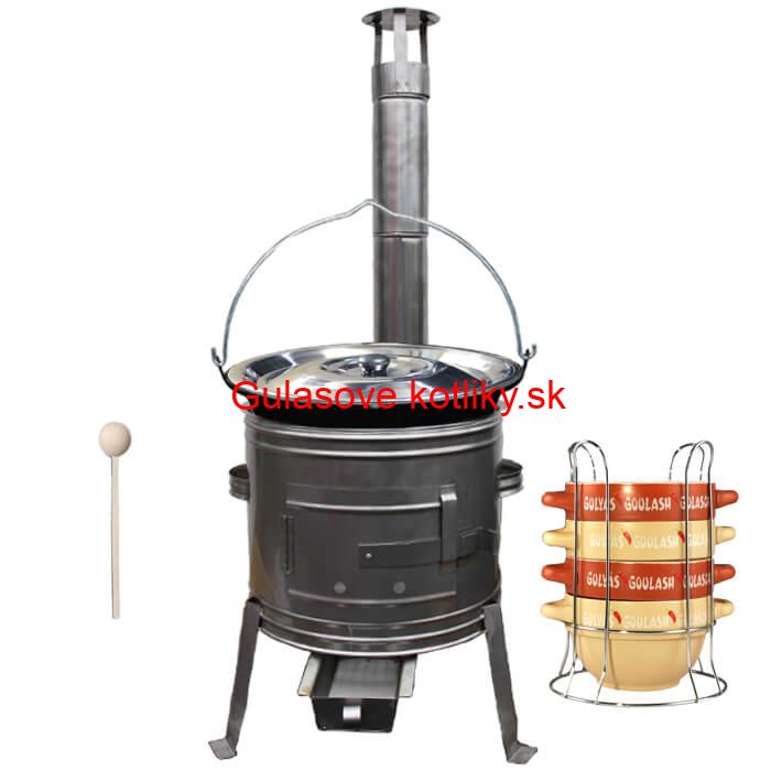 Smaltovaný kotlík 22 L (1,2 mm) + misky na guláš 4 ks + nerezová kotlina 42 cm TOPLUX