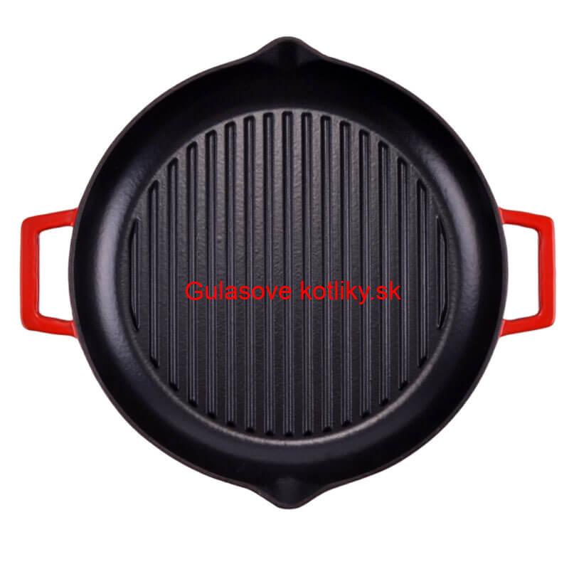 Liatinová posmaltovaná panvica na grilovanie 31 cm s výlevkami BBQ