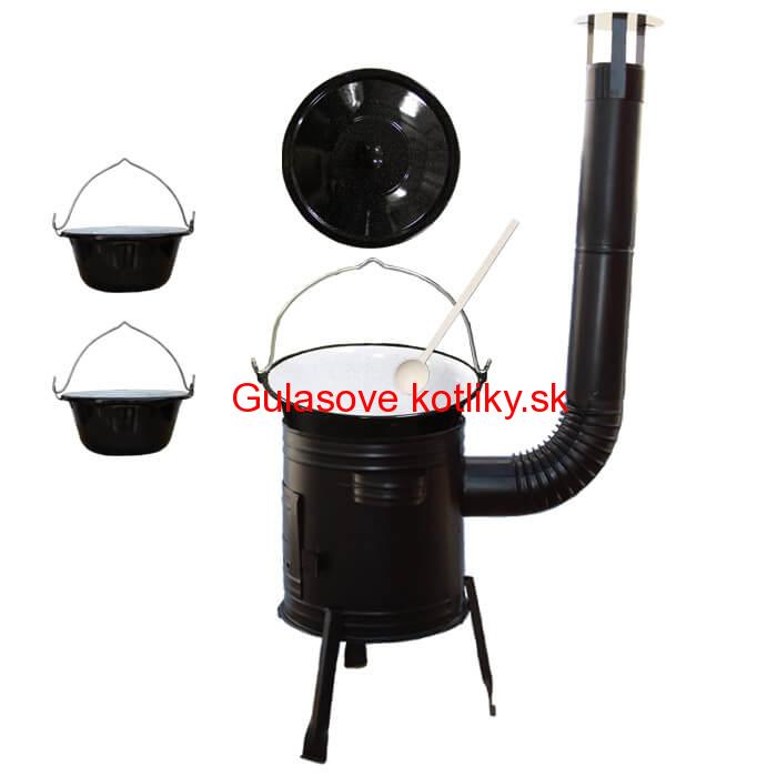 Smaltovaný kotlík 30 L (1,2 mm) + kovová kotlina 45 CLASSIC (KOV) + 2 smaltované servírovacie kotlíky 0,8 L