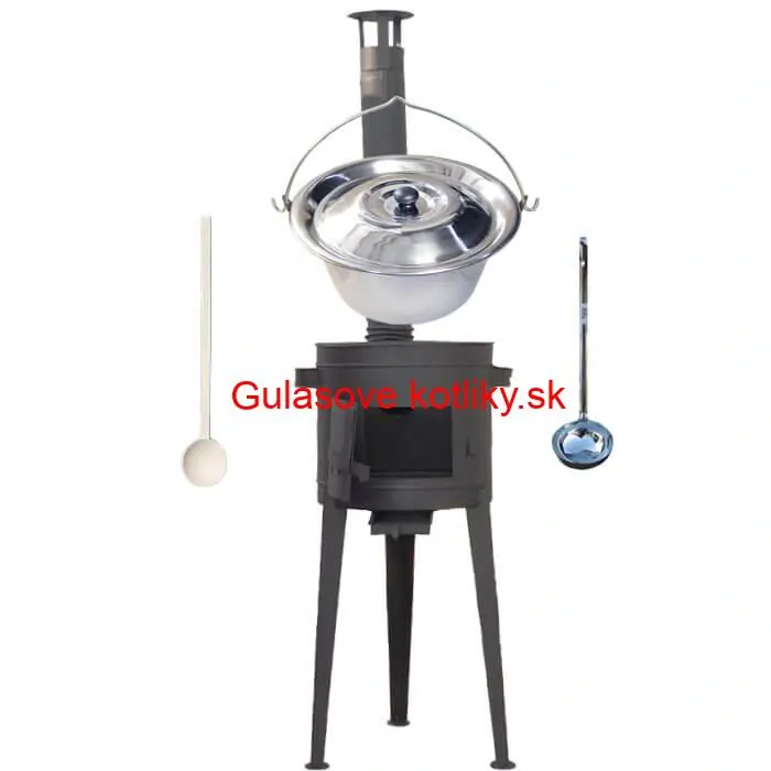 Nerezový kotlík 22 L (0,8 mm) + vysoká žiaruvzdorná kotlina (1,5 mm) HODO 42 cm PLUS 600 + vareška + naberačka