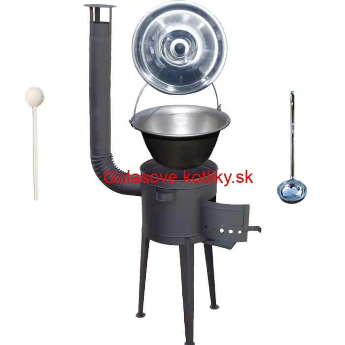 Nerezový kotlík 20 L (1,5 mm) + vysoká žiaruvzdorná kotlina (2,0 mm) HODO 42 cm PLUS 600 + vareška + naberačka