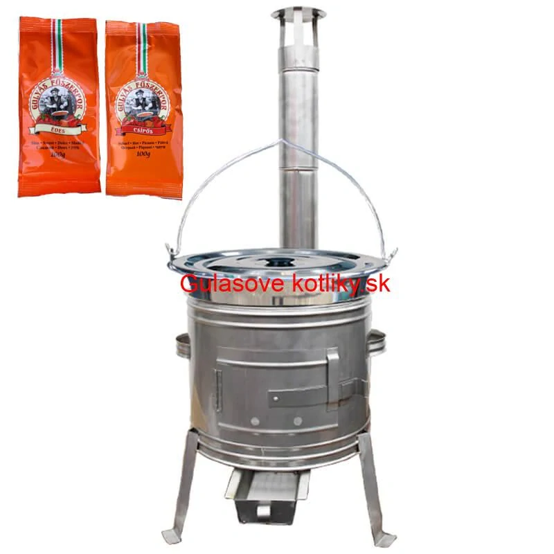 Nerezový kotlík 22 L (0,8 mm) INOX + Nerezová kotlina 42 INOX + paprikové korenie na guláš - MIX 100 g