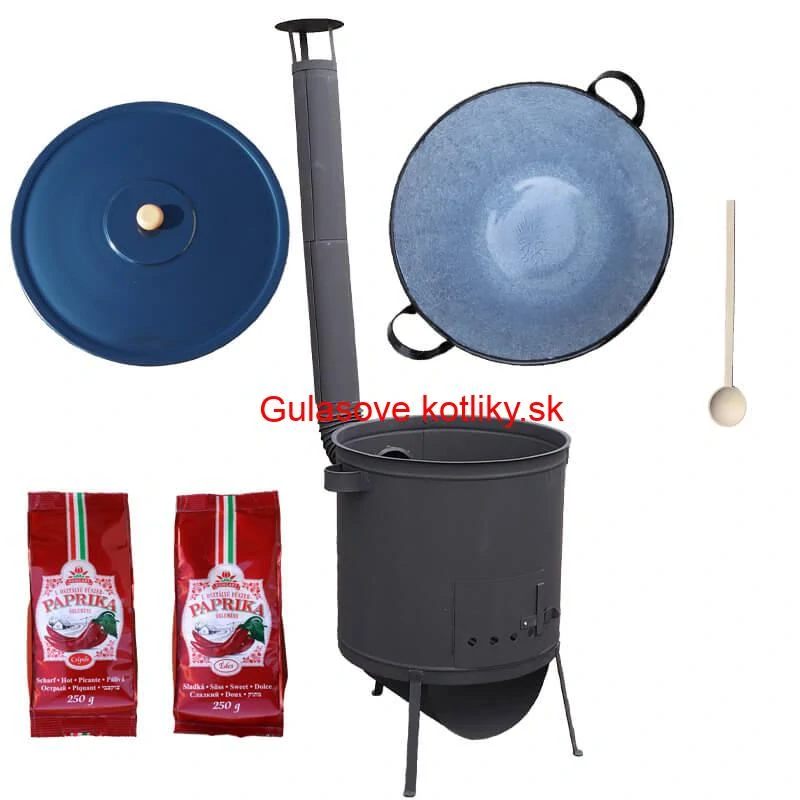 Smaltovaný kotol 70 L na zabíjačku + žiaruvzdorná kotlina 53 PLUS 600 4 MM + sladká a štipľavá paprika + vareška