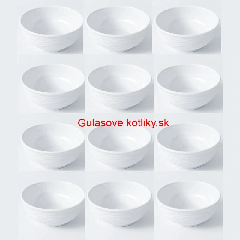 Set 12 ks: Prémiové biele misky s kamennou štruktúrou (750 ml)