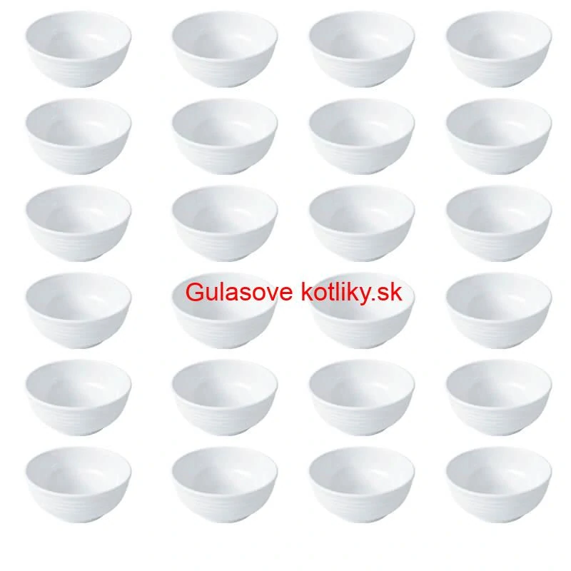 Set 24 ks: Prémiové biele misky s kamennou štruktúrou (750 ml)