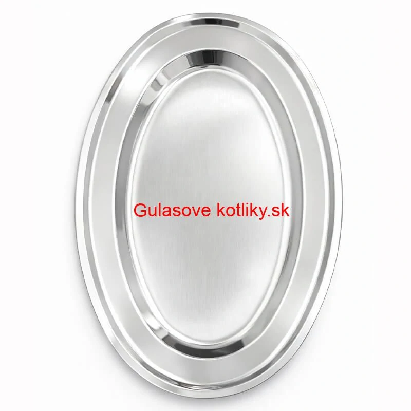 Nerezový oválny podnos (45,5cm) – Odolná servírovacia tácka na mäso aj koláče