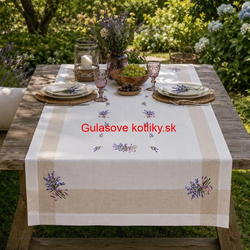 Hrubší textilný obrus Levanduľa Provence 150 × 220 cm