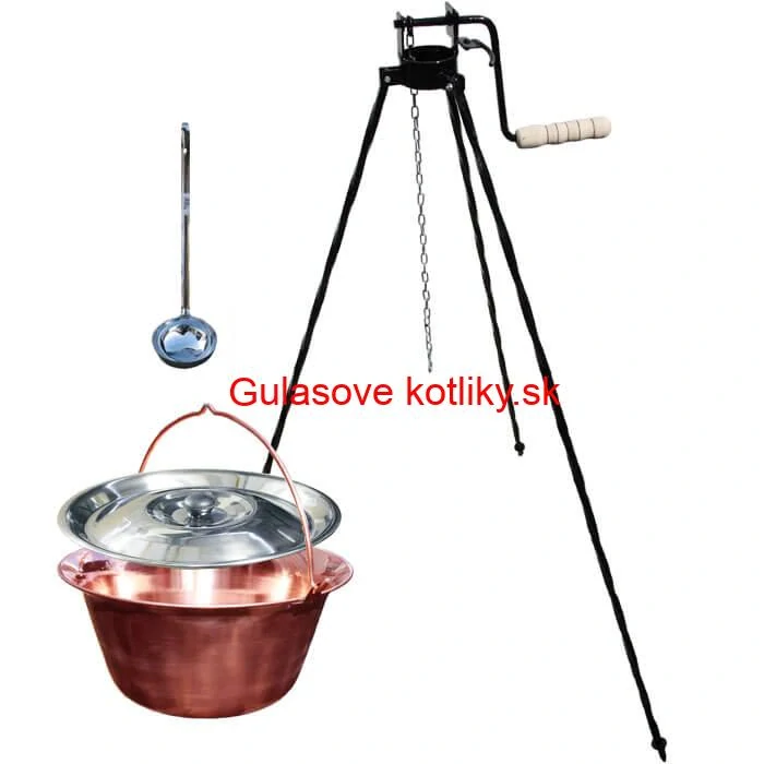 Medený kotlík 30 L (1,2 mm) + pokrievka + stojan s kladkou VAR