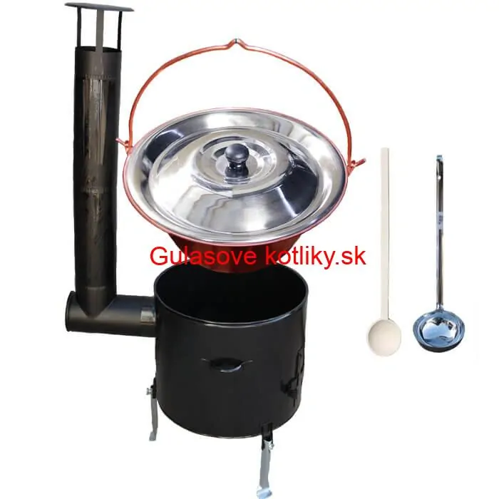 Medený kotlik 20 L (1,2 mm) + smaltovaná kotlina 39 cm + vareška a naberačka Easy party