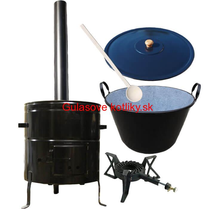 Zabíjačkový smaltovaný kotol 80 L, kovová kotlina 58 cm, horák 7 kW + vareška