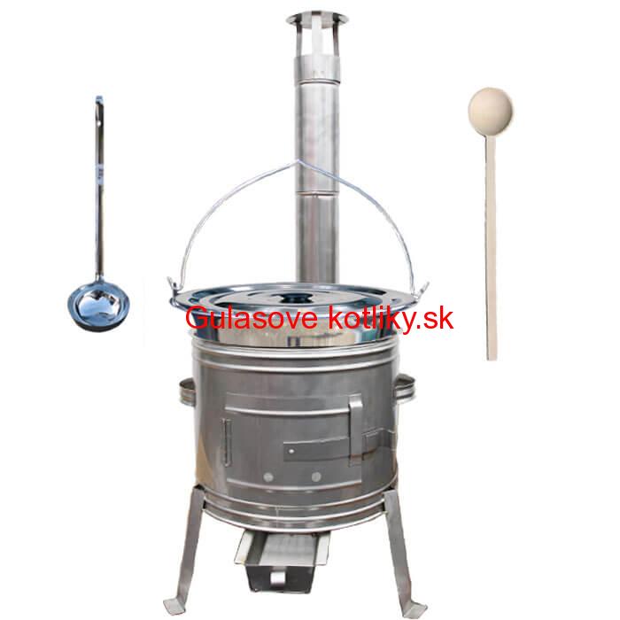 Antikorový kotlík 10 L (0,8 mm) + nerezová kotlina 31 cm + vareška a naberačka TOPLUX