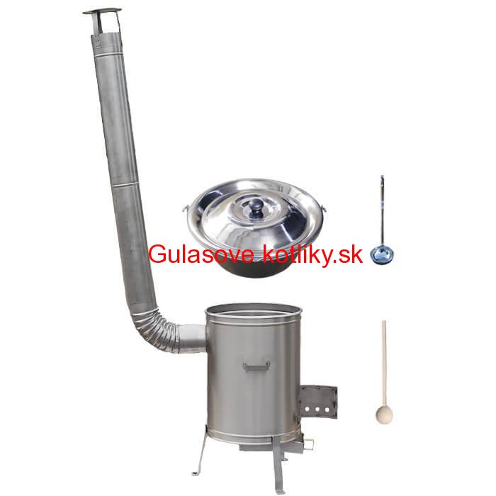 Nerezový kotlík 15 L (1,5 mm) + nerezová kotlina 36 cm + liatinový horák 7 kW, vareška LUX