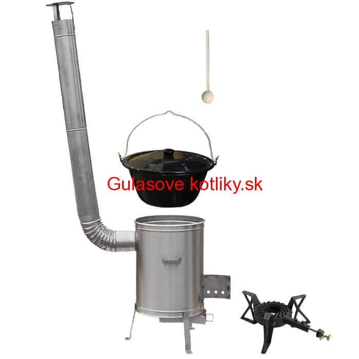 Smaltovaný kotlík 22 L (1,2 mm) + nerezová kotlina 42 cm + liatinový horák 7 kW, vareška LUX