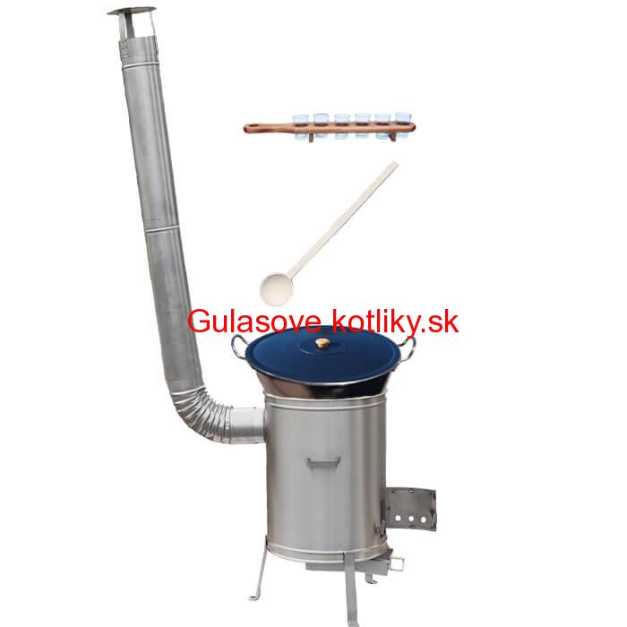 Zabíjačkový nerezový kotol 60 L + nerezová kotlina 53 cm + štamperlíky