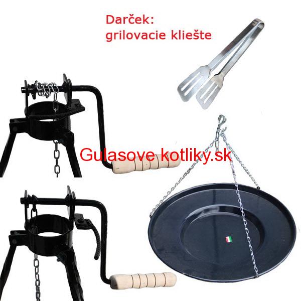 Grilovacia panvica s retiazkou + stojan s kladkou