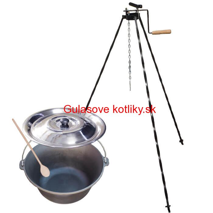 Liatinový kotlík 22 L + stojan s kladkou VAR