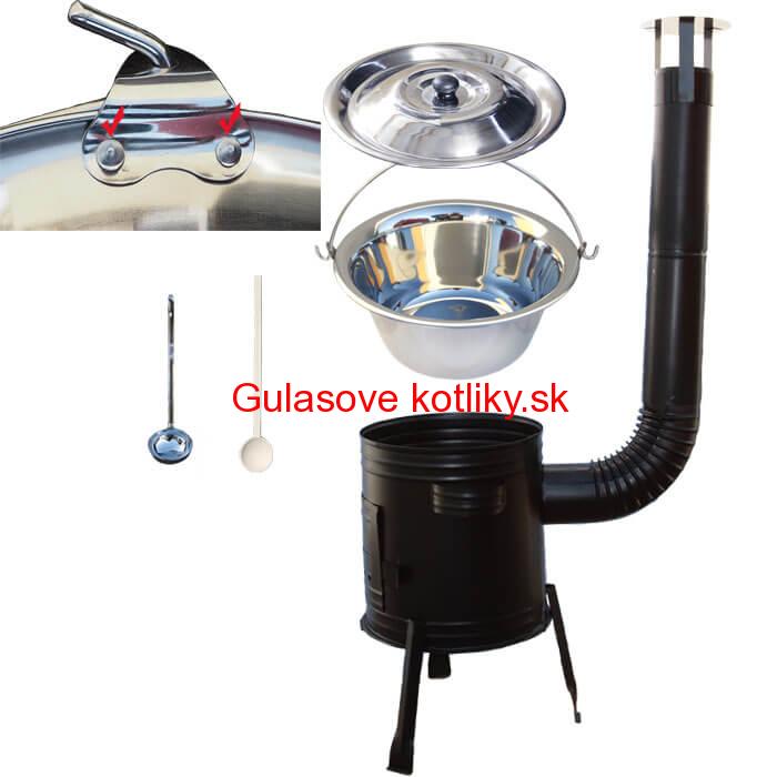 Nerezový kotlík 30 L (0,8 mm zosilnený s nitmi) + kovová kotlina 45 cm