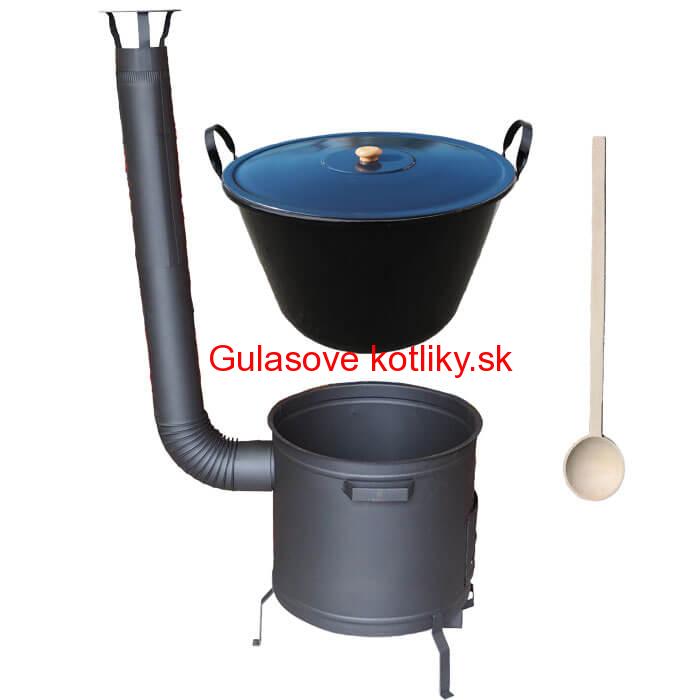 Smaltovaný kotol 80 L na zabíjačku s žiaruvzdornou kotlinou 60 cm PLUS 600 + vareška