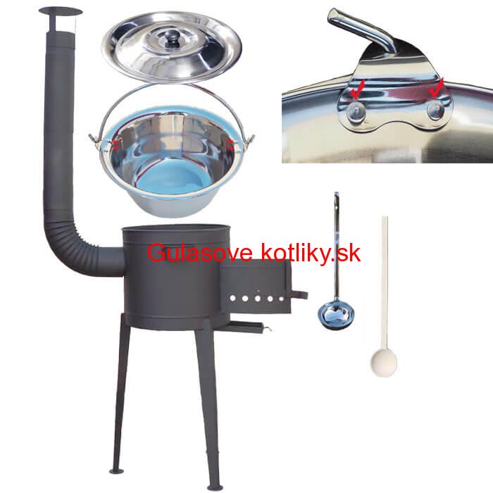 Zosilnený nerezový kotlík 30 L (0,8 mm) + vysoká kotlina 45 cm PLUS 600