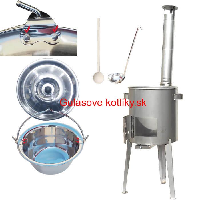 Zosilnený nerezový kotlík 20 L + nerezová kotlina 42 cm LUXUS