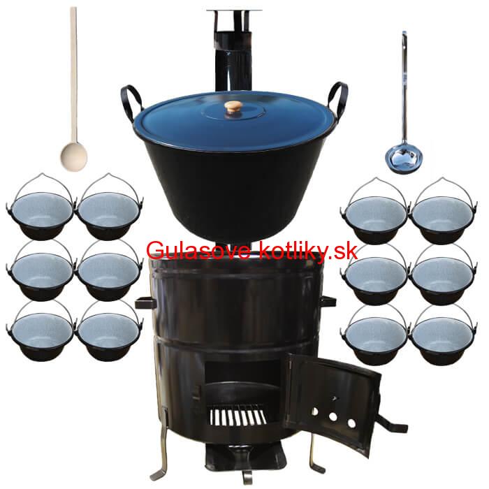 Smaltovaný kotol 60 L + servírovacie kotlíky (12 ks) BIG PARTY