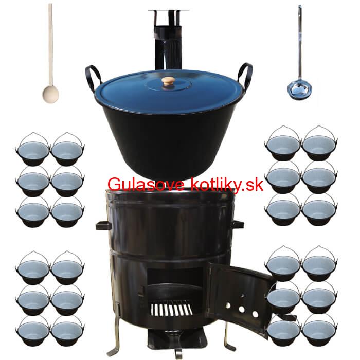 Smaltovaný kotol 80 L + servírovacie kotlíky (24 ks) BIG PARTY