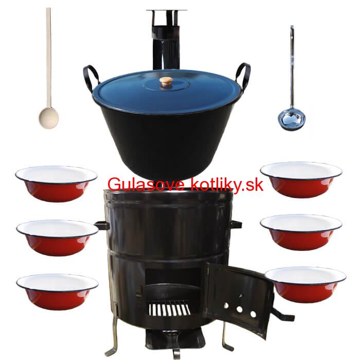 Smaltovaný kotol 60 L + smaltované taniere BIG PARTY