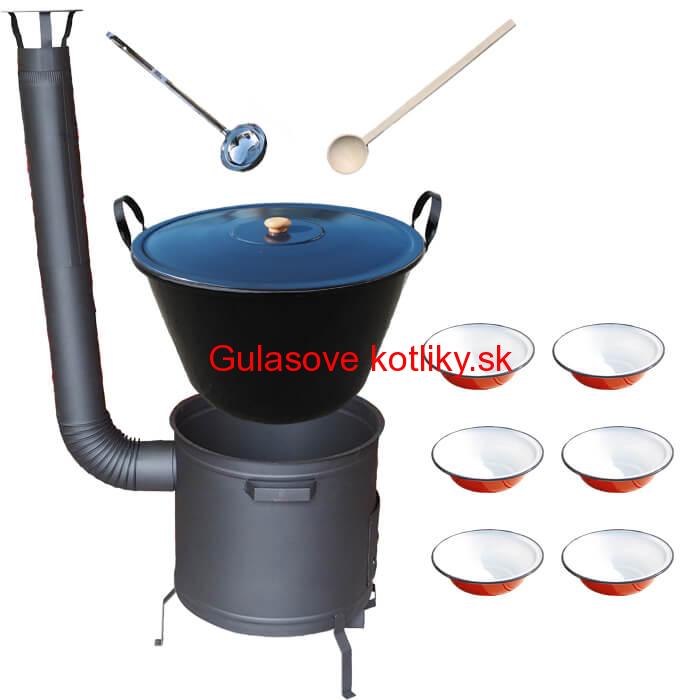 Smaltovaný kotol 70 L + smaltované taniere 6 ks PLUS 600