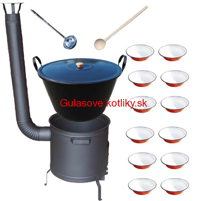 Smaltovaný kotol 80 L + smaltované taniere 12 ks PLUS 600