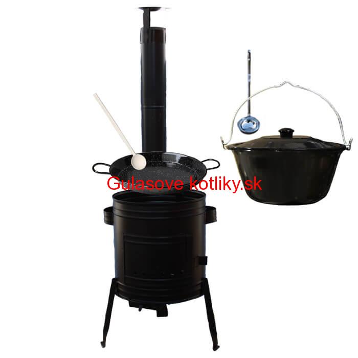 Paella smaltovaná panvica 42 cm so smaltovaným kotlíkom 16 L (1,2 mm) a kotlinou