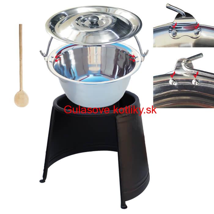 Antikorový kotlík 20 L (0,8 mm) s nitmi + chránič plameňa