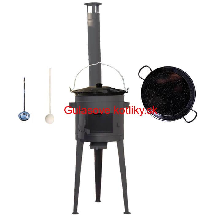 Smaltovaný kotlík 20 L (1,2 mm) + Paella smaltovaná panvica 46 cm  + žiaruvzdorná vysoká kotlina 42 PLUS 600