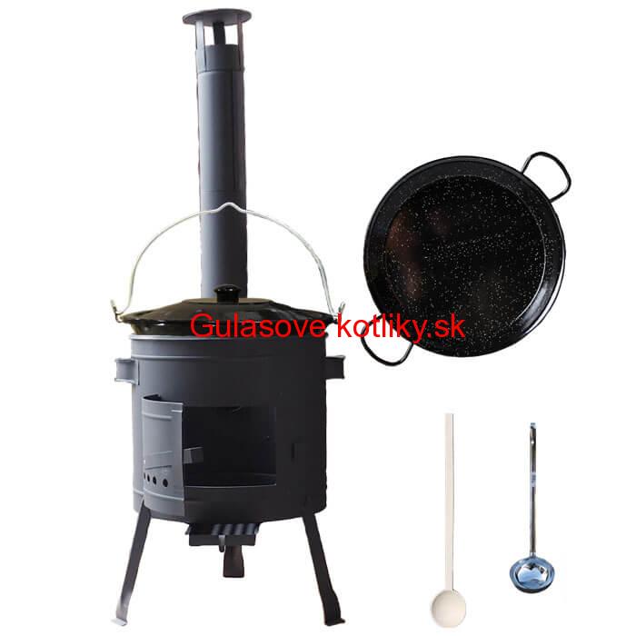 Smaltovaný kotlík 20 L + Paella smaltovaná panvica 46 cm + žiaruvzdorná nízka kotlina 42 PLUS 600