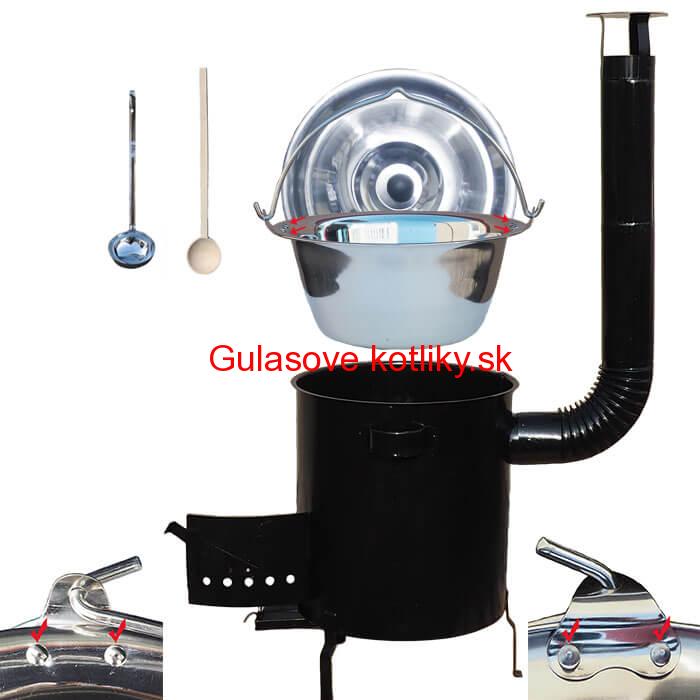 Nerezový kotlík 30 L (0,8 mm) zosilnený s nitmi + hrubostenná (1,5 mm) kovová kotlina 45 STRONG